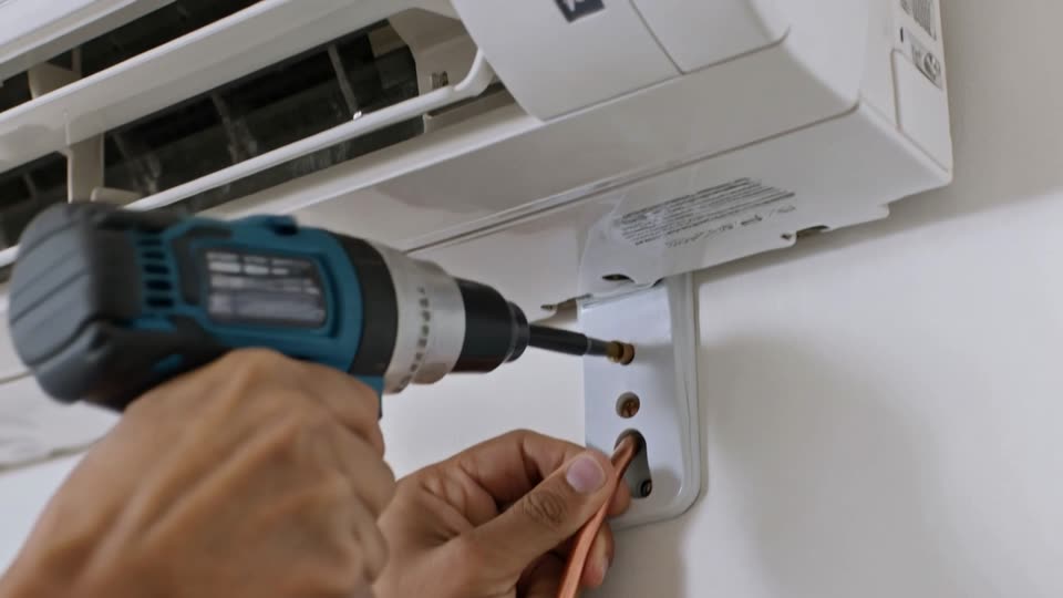 Aircon Installers Pretoria - an installer fitting the indoor unit of a split system
